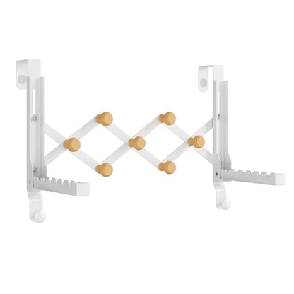 BAKON Over The Door Hanger Folding Clothes Drying Rack for Hanging Clothes | No Drilling,Heavy Duty,Portable Space Saving Collapsible Over Door Drying Rack for Hanging Clothes Coat Towel，Fit Door 1-3/4"