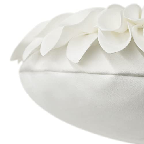 JWH 3D Flower Throw Pillow Covers Decorative Aesthetic Sunflower Accent Pillow Cases Handmade Pillowcase Round Cushion for Car Bedroom Bed Couch Chair with Insert 12 Inch White