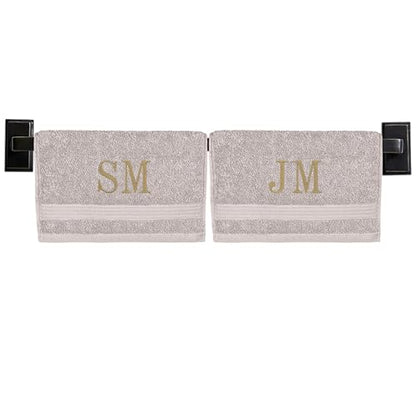 Personalized Washcloths | Set of 2 | Choose from 12 Fonts | Genuine Turkish Cotton | Oeko-Tex Certified | Personalized Towels | Bathroom Towels - color: Beige - Washcloths