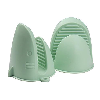 Mini Oven Gloves Silicone Heat Resistant Cooking Pinch Mitts Potholder for Air Fryer Kitchen Cooking & Baking (Green) - color: Green