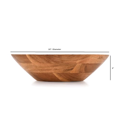 Decorative Bowl Wooden Bowl Hand Carved Home Decor for Dining Table Center, Living Room, Kitchen Décor (10" X 10" X 3")