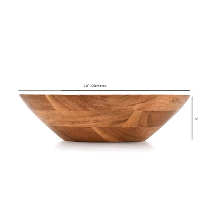 Decorative Bowl Wooden Bowl Hand Carved Home Decor for Dining Table Center, Living Room, Kitchen Décor (10" X 10" X 3")