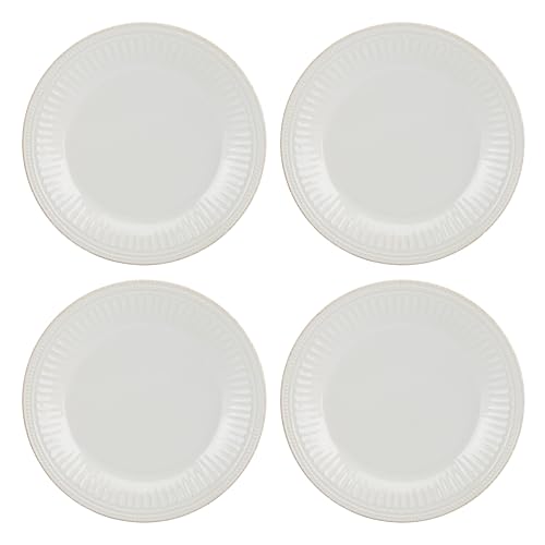 Lenox French Perle Groove White Stoneware Dinnerware Set with Dinner Bowls | dishwasher safe, microwave safe | plates and bowls sets for kitchen and dining | 11 inch plate, dish set - style: 12-Piece Dinnerware Set (Bowls)