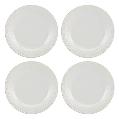 Lenox French Perle Groove White Stoneware Dinnerware Set with Dinner Bowls | dishwasher safe, microwave safe | plates and bowls sets for kitchen and dining | 11 inch plate, dish set - style: 12-Piece Dinnerware Set (Bowls)