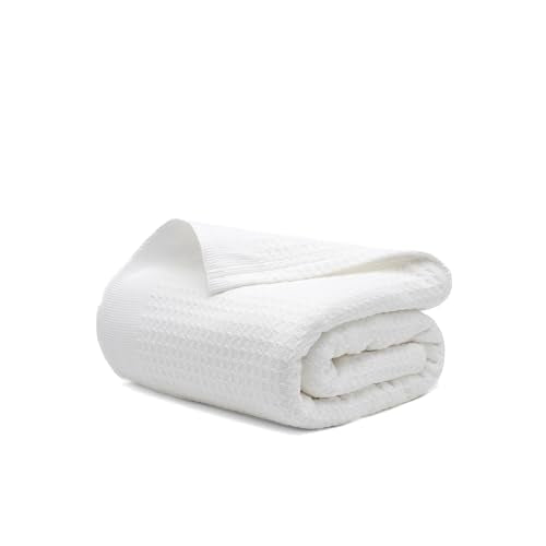 106" x 92", King 100% Cotton Waffle Weave Blanket for Bed (White) | Salt Earth Premium Waffle Weave Blanket for College Dorm, Gifts, Home Decor, Lightweight Breathable Soft All Season Blanket - color: White, size: King(106"x92")