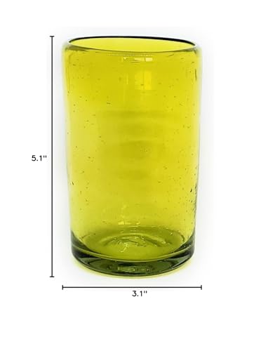 Solid Yellow 14 oz Drinking Glasses (set of 6), Recycled Glass, Lead-free, Toxin-Free (14oz Drinking) - color: Yellow, size: 14 oz