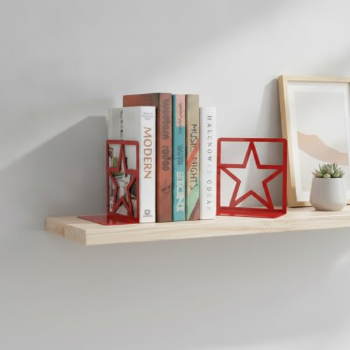 Versatile Metal Bookends for Home and Office, Geometric Frame Design Keeps Books Upright, Modern Desk Organizer, 13.8 x 7.9 Inches, Pair