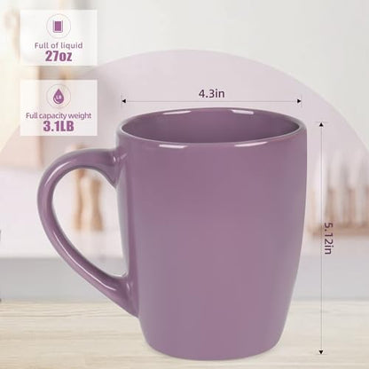 BYCNZB 27OZ Extra Large Ceramic Coffee Mug, Jumbo Coffee Mugs, Big Tea Cups with a Large Handle for Office and Home set of 2 (Purple) - color: Purple