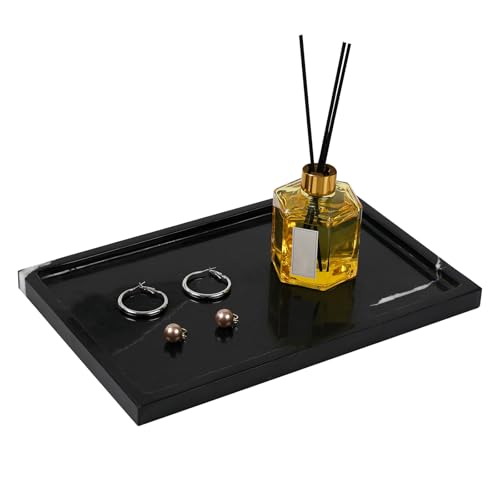 Black Marble Tray, Marble Vanity Tray for Bathroom, 12 Inch Rectangular | Large, Marble Decor for Trinket Perfume Jewelry Candle - color: Nero Marquina, size: 11.8" x 7.8" x 0.7"