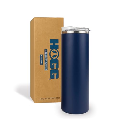 Hogg 20 oz Skinny - Navy Blue, Powder Coated Tumblers for Laser Engraving, Engravable Tumblers Bulk, Stainless Steel Cups Bulk, Insulated Cups with Lids - color: Navy Blue