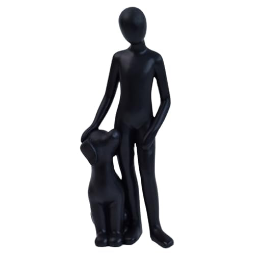 Dog Sculpture Home Decor - Cute Man and Dog Statue Decoration Modern Home Decoration Figurine for Living Room Office Shelf Desk Coffee Table Decor-Black-Standing - color: Black, size: 2.16*1.57*6.49 in