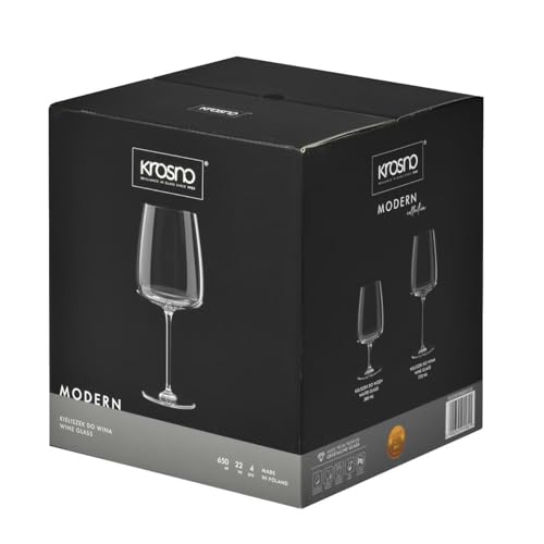 Krosno White Wine Glasses Set of 4, 16.2 oz, Modern Collection | Red Wine Glasses, Rosé, Cocktails, Aperol, Water, Glass, Lead-Free Crystal, Dishwasher Safe, Idea Reaglo - size: 16.2 Ounces