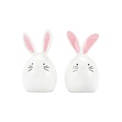 Bico Dreamy Rabbit Ceramic Hand Painted Salt & Pepper Shaker Set, Easter Decoration Table Top, Dishwasher Safe