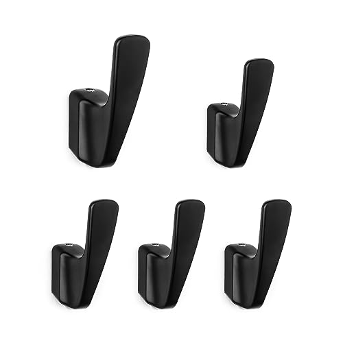 SARIHOSY] 5 Packs Coat Hooks,Metal Hooks for Clothes, Hats, Bags, Towels, Keys(Black) - color: Black(Frosted)