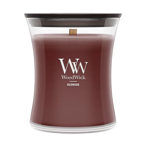 WoodWick Redwood Holiday Candle Gifts for Women and Men, 9.7 oz Medium Hourglass Candle with Crackling Wick - color: Redwood, size: 9.7oz