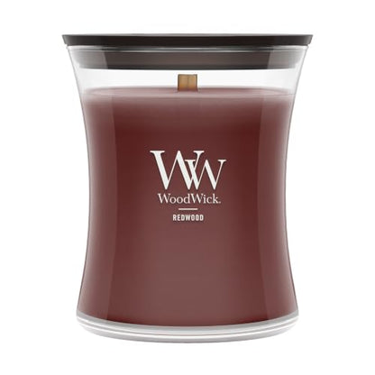 WoodWick Redwood Holiday Candle Gifts for Women and Men, 9.7 oz Medium Hourglass Candle with Crackling Wick - color: Redwood, size: 9.7oz