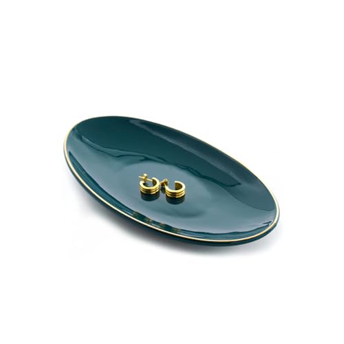 HANKOR Ceramic Key Bowl for Entryway Table, 7 x 4 Key Dish Tray Catch All Bowl, Small Decorative Bowl for Key Jewelry Ring, Green - color: Green