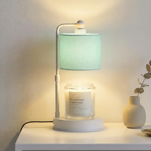 Candle Warmer Lamp with Timer, Dimmable Candle Wax Warmer, Height Adjustable Electric Candle Lamp Warmer with 2 Bulbs, Gifts Idea for Women Her, Mom, Vintage Home Decor for Bedroom-Mint Green - color: Mint Green