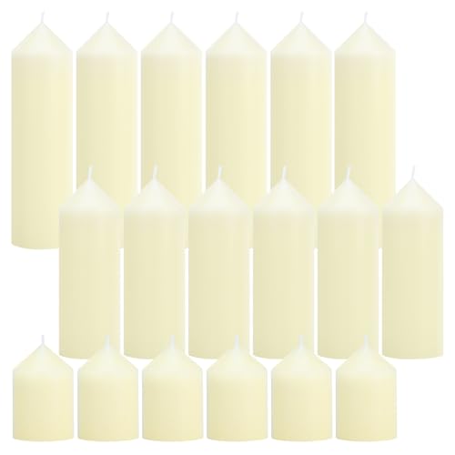 Ivory Pillar Candles Bulk Set of 18，3 Different Lengths 2 x 3/6/8 Inch (6 Each)，Hurricane Candles，Dripless Unscented Smokeless，Gives You a Better Atmosphere When Organizing an Event Party. - color: 18 Pointed-tip, size: 2 x 3/6/8 Inch