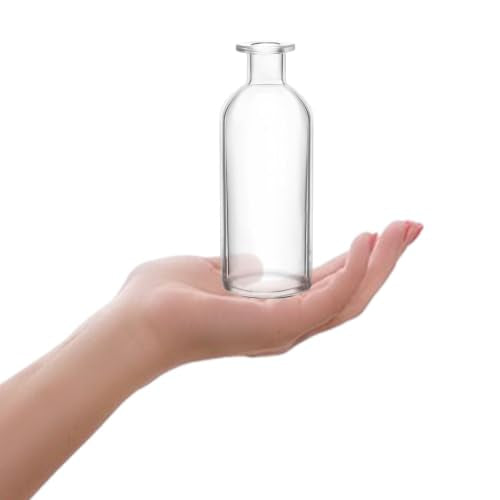 Nexboraque 12 Pack Glass Bud Vases | Clear Small Vases in Bulk Decorative Glass Flower Bottles for Table Centerpiece, Home Decor, Office, Wedding Reception