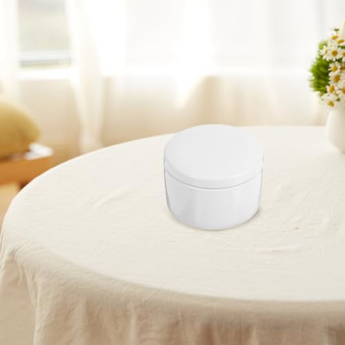 Cabilock Ceramic Jewelry Box with Lid Round Ring Case for Earrings Studs and Pendants Small Jewelry Box for Women Bedside Organizer for Daily Wear Desktop Decor 3.34 X 3.34 X 2.16 in