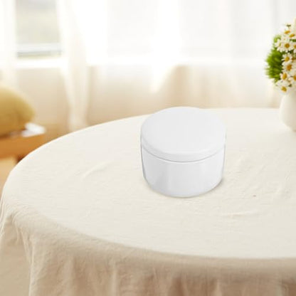Cabilock Ceramic Jewelry Box with Lid Round Ring Case for Earrings Studs and Pendants Small Jewelry Box for Women Bedside Organizer for Daily Wear Desktop Decor 3.34 X 3.34 X 2.16 in