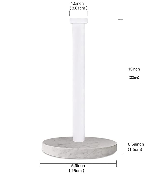 Paper Towel Holder Countertop, Standing Paper Towel Roll Holder for Kitchen Bathroom, with Weighted Marble Base for One-Handed Operation (White), White Marble Paper Towel Holder - color: White-aa