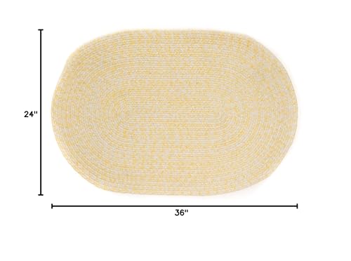 Super Area Rugs Farmhouse Braided Rug Cotton Kitchen Reversible Carpet, Yellow & White, 2' X 3' Oval - color: Yellow & White, size: 2' x 3' (Oval)