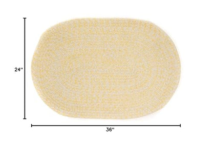 Super Area Rugs Farmhouse Braided Rug Cotton Kitchen Reversible Carpet, Yellow & White, 2' X 3' Oval - color: Yellow & White, size: 2' x 3' (Oval)