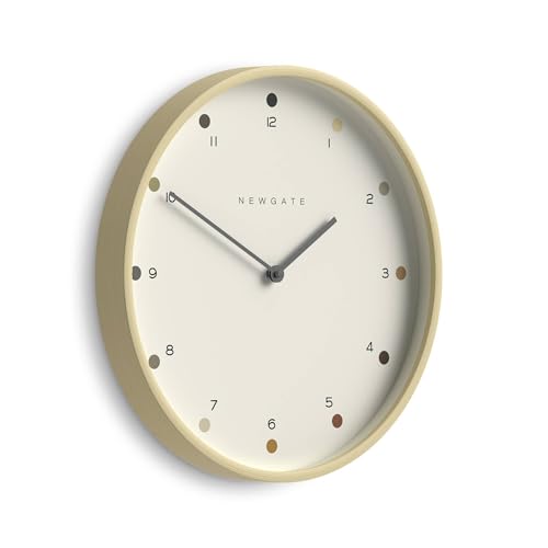 NEWGATE® Mr Clarke wall Clock | Large Scandi Inspired Plywood Clock | 16" | Pale Wood case with Designer dot dial | Modern Minimalist Design for Kitchen, Living Room or Office - color: Light Plywood With Multicoloured Face
