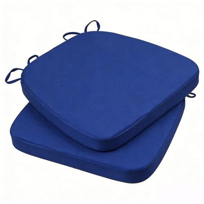 GIBZ Outdoor Chair Cushions 17"x16"x2" with Ties Set of 2 Dark Blue | Waterproof Chairs Cushion U-Shaped Seat Pads Washable Casual for Yard Lawn Patio - color: Dark Blue