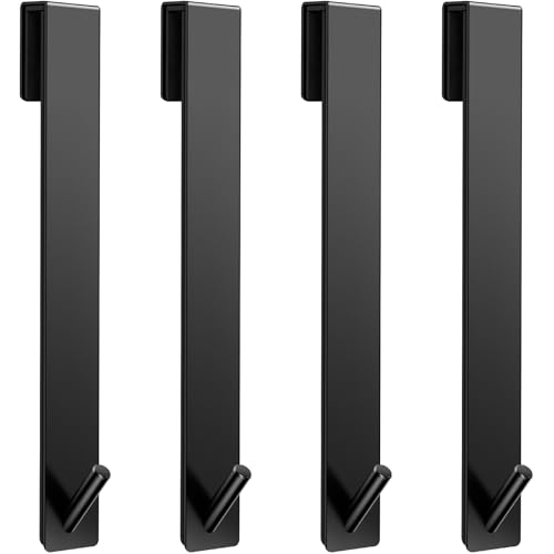Kontoyo Shower Door Hooks(10 Inch),Extended Over Door Hooks for Bathroom Frameless Glass Shower Door,Stainless Steel Towel Hooks,Heavy Duty Rack Hooks for Robe,Towel-4 Pack-Black - color: Black, size: 10IN-4 PACK