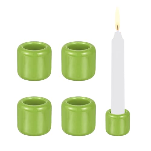PATIKIL 5 Pcs Chime Candle Holder, 0.7 Inch ID Ceramic Mini Candle Holder for Meditation Spell Supplies Table Centerpieces Home Decoration, Green - color: Green, size: 0.7 Inch