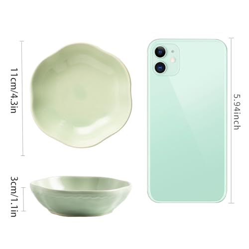 BEUNAIZER Ceramic Ring Dish, 4.3 in Flower Jewelry Tray with Raised Sides | Deep flower shape helps hold more small items and reduces the chance of jewelry sliding out. - color: green