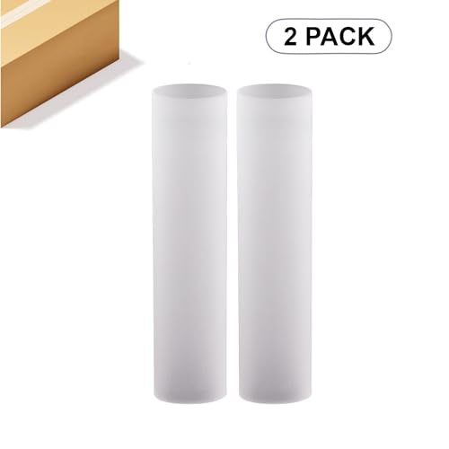 WGVI Hurricane Candle Holder Sleeve, W: 3", Ht: 14", Frosted Glass Cylinder Open Both Ends, Chimney Tube Shade, 2 Pieces - color: Frosted, size: 3x14"H