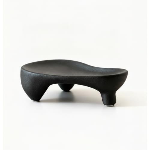 Small Item Catch-All Tray for Rings and Keys, Geometric Ceramic Organizer Dish with Raised Edges, Modern Minimalist Decor for Nightstand or Entryway (Black/White) - color: Black