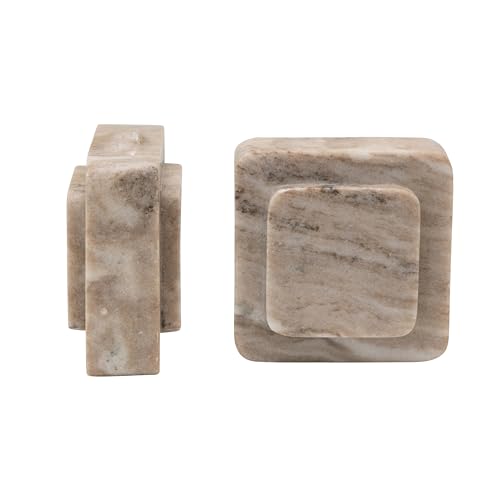 Bloomingville Heavy Duty Marble Bookends, Beige, Set of 2 - size: (Pack of 2)