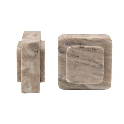 Bloomingville Heavy Duty Marble Bookends, Beige, Set of 2 - size: (Pack of 2)