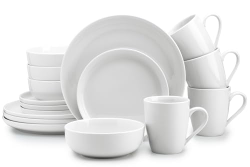 Zulay Kitchen Nova Porcelain Dinnerware Set, Service For 4 - Chip & Scratch Resistant White Plates And Bowls Sets - Microwave & Dishwasher Safe - White - color: White, size: Service for 4