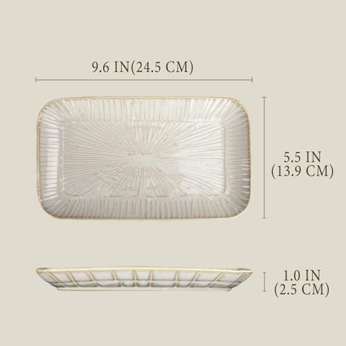 9.6-inch ceramic dinner plates (4-pack), rectangular salad plates, serving plates, dinner plate set, dessert plates. Suitable for serving salads, appetizers, desserts, and fruits. - color: White3