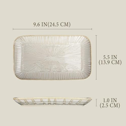 9.6-inch ceramic dinner plates (4-pack), rectangular salad plates, serving plates, dinner plate set, dessert plates. Suitable for serving salads, appetizers, desserts, and fruits. - color: White3