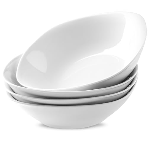 fMBB 4pcs Large Pasta Bowls, 35 OZ Porcelain Deep Dinner Plates, Big Salad Bowls Set, House-warming Dinnerware, Dishwasher, Microwave, Oven Safe - color: Square8.25"