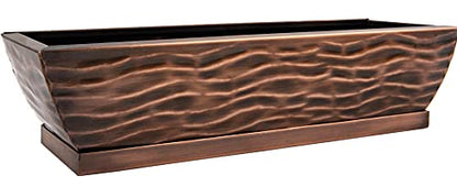 H Potter Succulent Planter Rectangular Plant Pot Flower Indoor Outdoor Window Box (Antique Copper Large) - color: Antique Copper Large