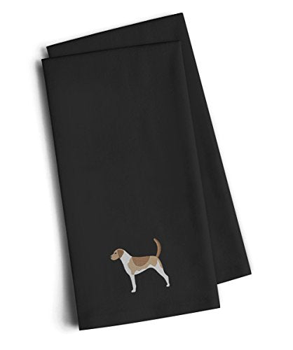 Caroline's Treasures BB3398BKTWE American Foxhound Black Embroidered Towel Set of 2 Decorative Bathroom Guest Hand Towel for Hand, Face, Tea, Dishcloth, 19 X 25, Black - color: Black, style: American Foxhound