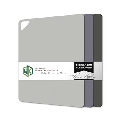 WK Flexible Plastic Cutting Boards for Kitchen, Cutting Board Mats Set of 3, Nonslip Cutting Board for Meat, Thin Cutting Sheets with Hole, Dishwasher Safe, BPA Free, 14.5x11.5" - color: Multi Grey - Large - 3