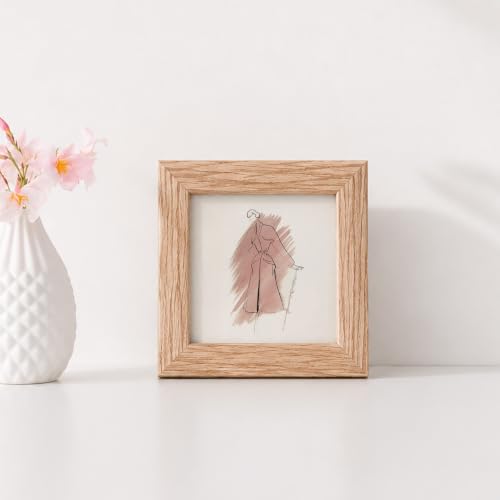 4x4 Picture Frame, Solid Oak Wood 4x4 Photo Frames | 4 x 4 Natural Oak Frame, Wall and Tabletop Display, Natural finish, Set of 2 - color: Natural Oak, size: 4x4 in - 1P