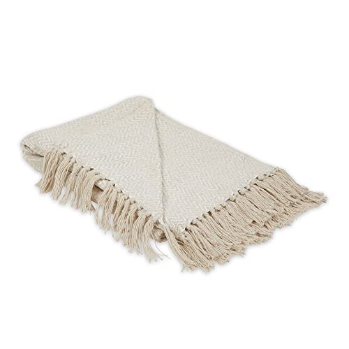 DII Chevron Throw Collection Handloomed Cotton, 50x60, Off-White - color: Off-white, size: 50x60"