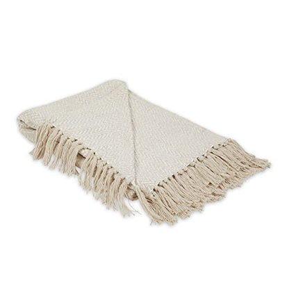 DII Chevron Throw Collection Handloomed Cotton, 50x60, Off-White - color: Off-white, size: 50x60"