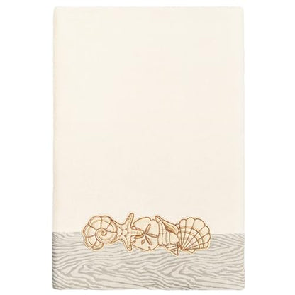 Seaside 4-Piece Luxury Towel Set, Sparkling Seashell Applique, Plush Turkish Cotton, Durable & Quick Dry, Nautical Bath Ensemble, 2 Bath 2 Hand Towels, Beige - color: Beige, size: 2 Pcs Bath 2 Pcs Hand Towel