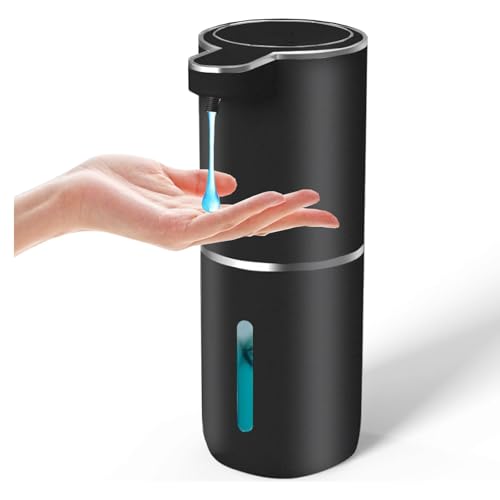 Automatic Liquid Soap Dispenser,Touchless Hand Soap Dispenser USB Rechargeabled Dispenser Electric,Wall Mounted 4 Levels Adjustable Dispenser Pump for Bathroom Kitchen Dish Soap Black - color: Black, style: Gel